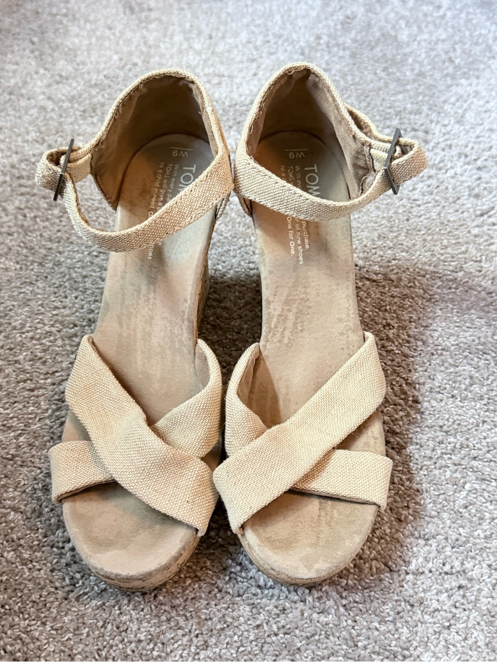 TOMS Canvas Crisscross Ankle-Strap Wedge Sandals